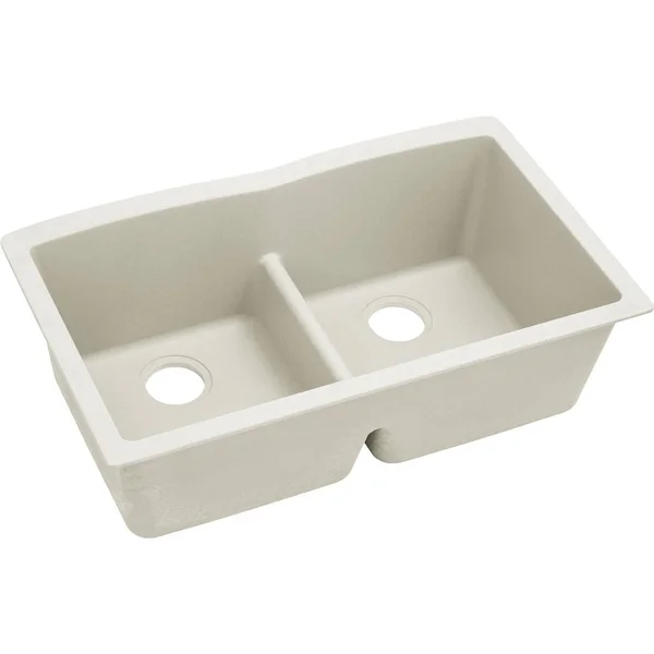 Elkay Quartz Luxe ELXDULB3322RT0 ricotta Equal Double Bowl Undermount Sink with Aqua Divide