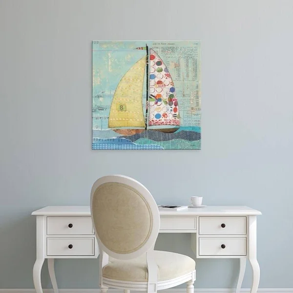 Easy Art Prints Courtney Prahl's 'At The Regatta I Sail Sq' Premium Canvas Art - 40 x 40 - Classic Black Frame