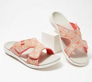 Spenco Orthotic Slide Sandals - Kholo Picasso - Size 10 Medium, Living Coral