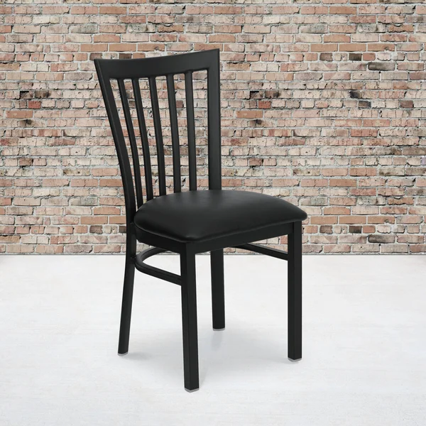 Flash Furniture Hercules School House Back Metal Dining Chair - Black Vinyl
