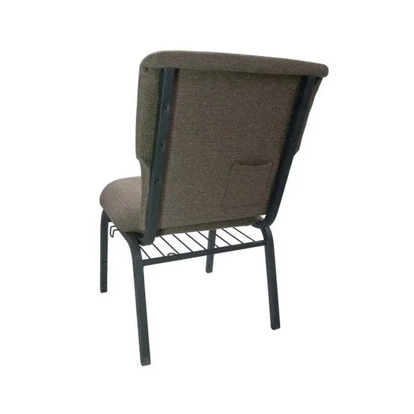 34.5x22 Gray and Black Contemporary Multipurpose Church Chair with Book Rack