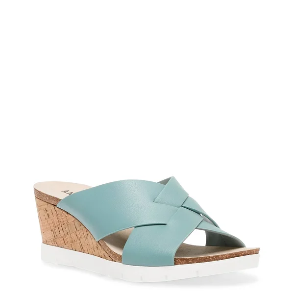 Women's Anne Klein Lynzie Wedge Sandal - Light Blue - Size 8