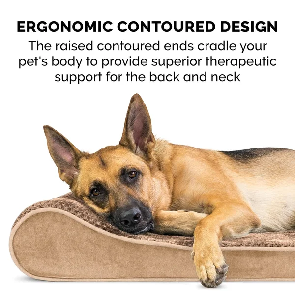FurHaven Pet Bed - Memory Foam Minky Plush & Velvet Luxe Lounger Dog Bed - Jumbo - Gray