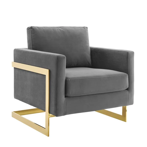 Modway Posse Performance Velvet Accent Chair - Gold Gray