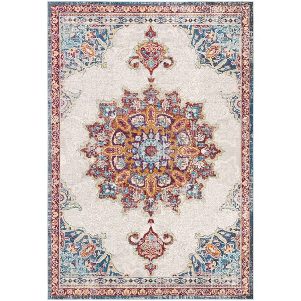 Safavieh Aria ARA103A 5&1x22 x 7&6x22 Ivory, Navy Area Rug