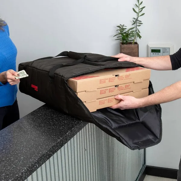 Cambro GBP220110 Customizable Insulated Black Pizza Delivery GoBag - Holds Up to (2) 20x22 or (3) 18x22 Pizza Boxes