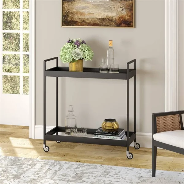 Cooper Blackened Bronze Bar Cart - Hudson & Canal BC0544