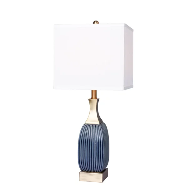 Vertically Ribbed Ceramic Table Lamp Antique Blue - Fangio Lighting