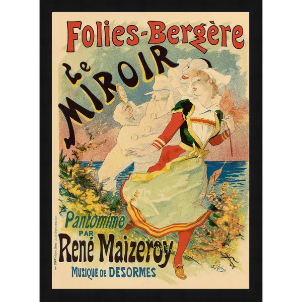 26x22x34x22 Folies Bergere Le MIROIR by Jules Cheret Framed Wall Art Multi-Color - BH58819p114-2230