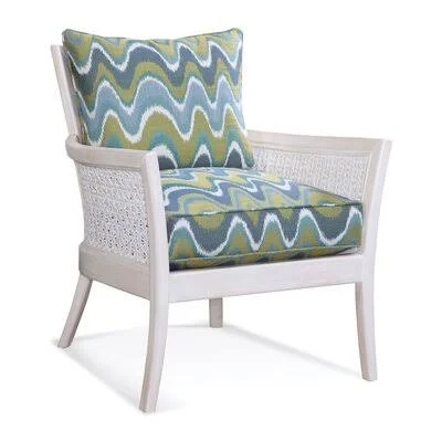 Star Dunes 29.5x22 Wide Down Cushion Armchair Braxton Culler Body Fabric: Gray and White Performance Stripe; 0261-84, Leg
