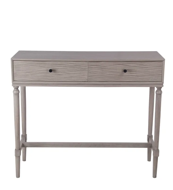 Benjara 2 Drawer Wooden Console Table with Turned Legs, Taupe Gray