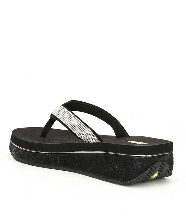 Volatile Eleanor Womens Leather Rhinestone Wedge Sandals - Rose/Gold