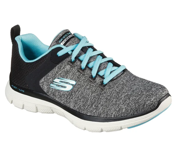 Skechers Women's Flex Appeal 4.0 Sneakers, Black/Light Blue, 5.5