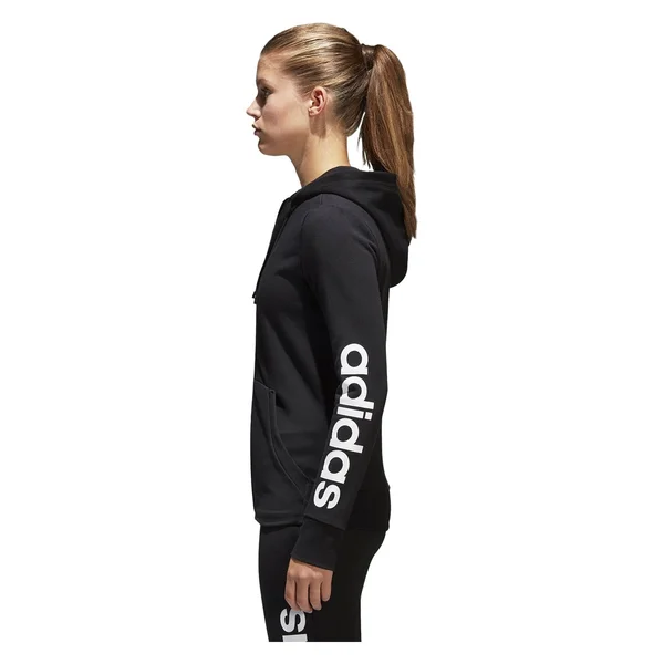 Women's adidas Essential Linear Logo Fz Hoodie - Size: Small, Black