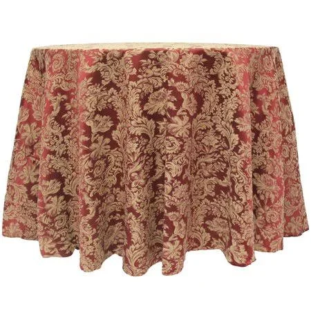 Ultimate Textile Miranda 90-Inch Round Damask Tablecloth, Red