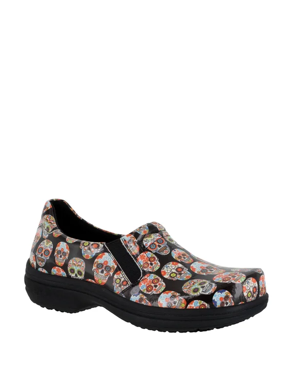 Easy Works by Easy Street Women's Bind Clogs - Skull Patent