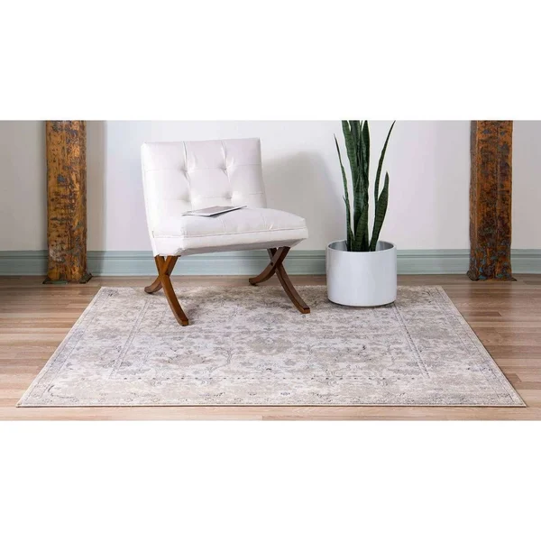 Porch & den Regal Distressed Floral Field Area Rug - 5& x 8& - Blue