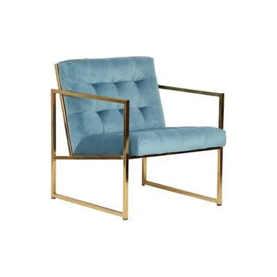 Radia 26x22 Wide Tufted Velvet Armchair Mercer41 Fabric: Turquoise