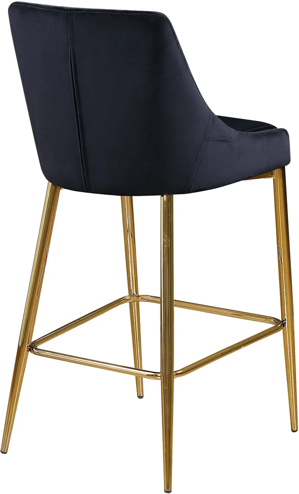 Meridian Furniture Karina Black Velvet Stool (Set of 2)