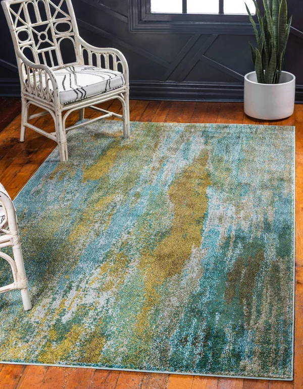 Lilly Jardin Rug 7x10, Turquoise