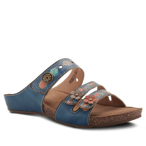 L&Artiste by Spring Step Women's Freesia Slide, Blue Leather