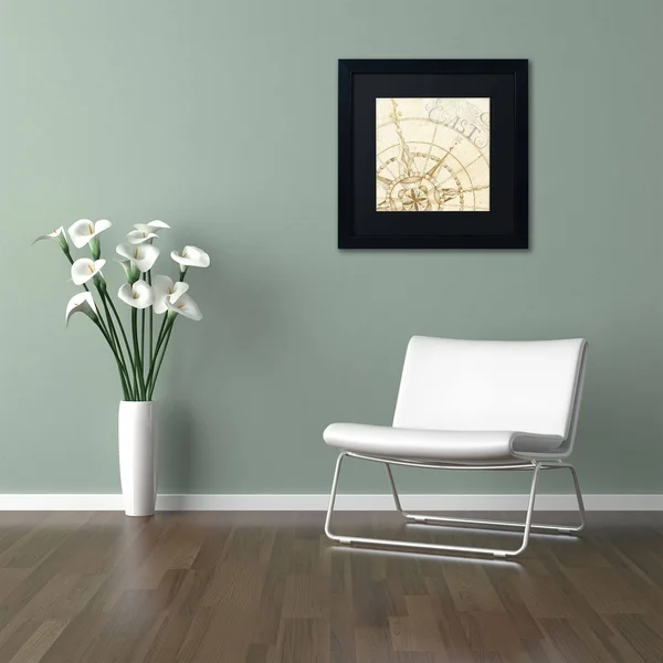 Trademark Art &Coast to Coast Sepia III& by Daphne Brissonnet Framed Graphic Art Size: 11x22 H x 11x22 W - Matte Color: Black