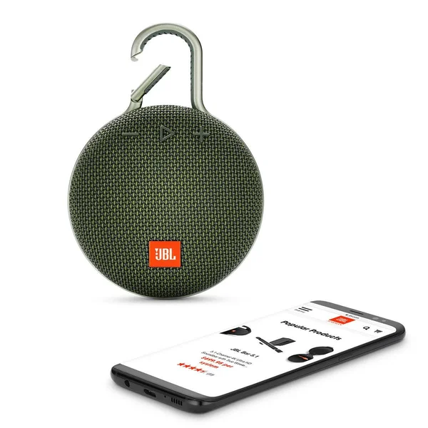 JBL Clip 3 Portable Bluetooth Speaker - Forest Green Refurbished