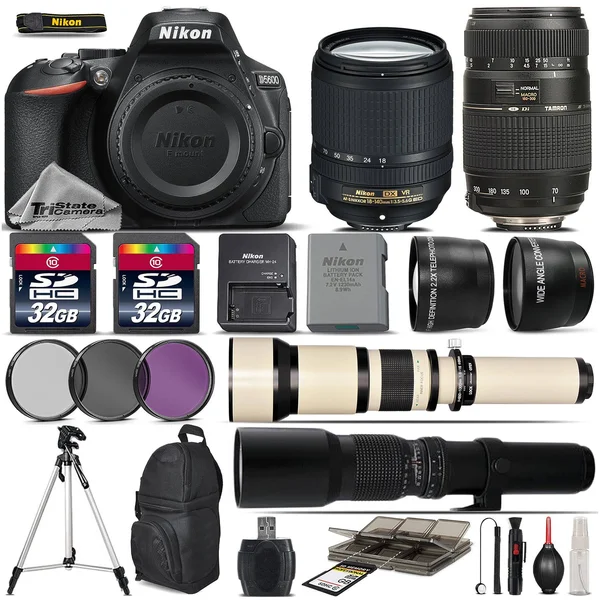 Nikon D5600 Dslr Camera + 18-140mm VR Lens + 70-300mm + 650-1300mm + 500mm Lens