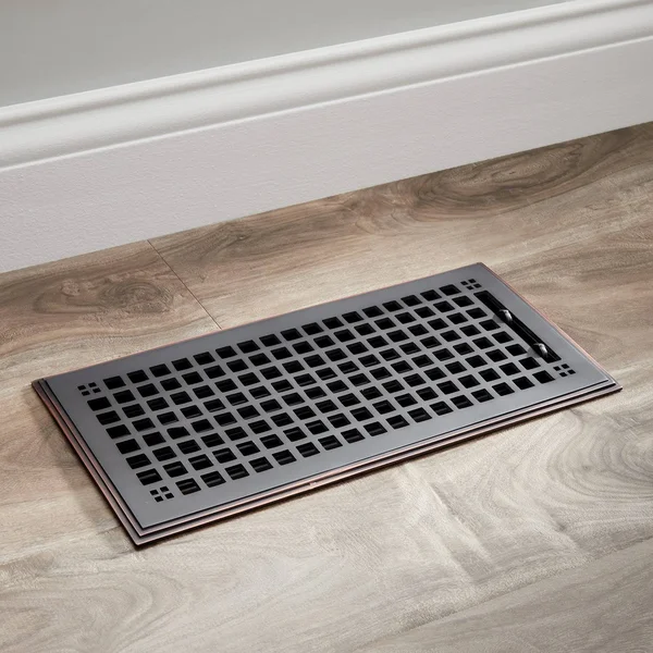 Mission Brass Floor Register - Distressed Antique Pewter 4x22 x 10x22 (5-1/8x22 x 11-1/4x22 Overall), Signature Hardware 440937