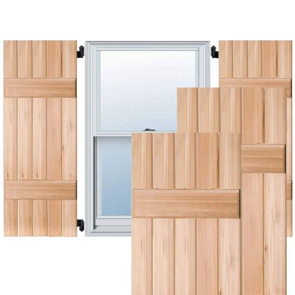 Noralco Industries, Inc. RWB18X078UNP 18x22W x 78x22H Exterior Five Board (2 Batten) Real Wood Pine Board-n-Batten Shutters (Per
