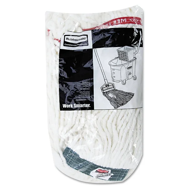 Rubbermaid Commercial RCPA21206WHICT Web Foot Shrinkless Looped-End Wet Mop Head - Cotton/Synthetic, Medium, White