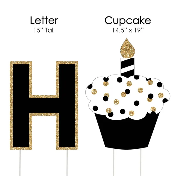 Adult Happy Birthday - Gold - Yard Sign Outdoor Lawn Decorations - Happy Birthday Yard Signs - 14.5 inches x 19 inches
