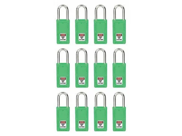 Master Lock 411KAS12GRN Lockout Padlock, KA, Green, 3x22H, PK12