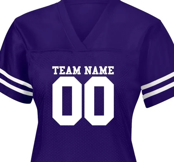 Custom Team Printed Sport - Tek Women's Football Jerseys - Ladies Replica Fan Jersey, Size: S, Purple/White