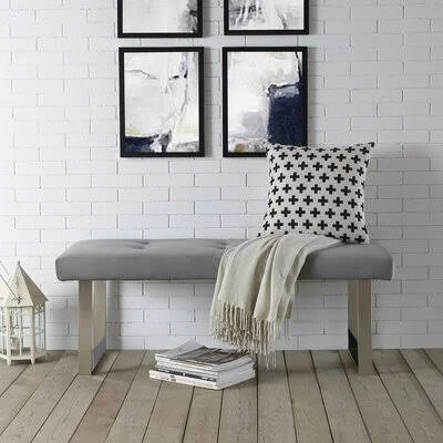 Mercer41 Bissett Upholstered Bench Color: Gray
