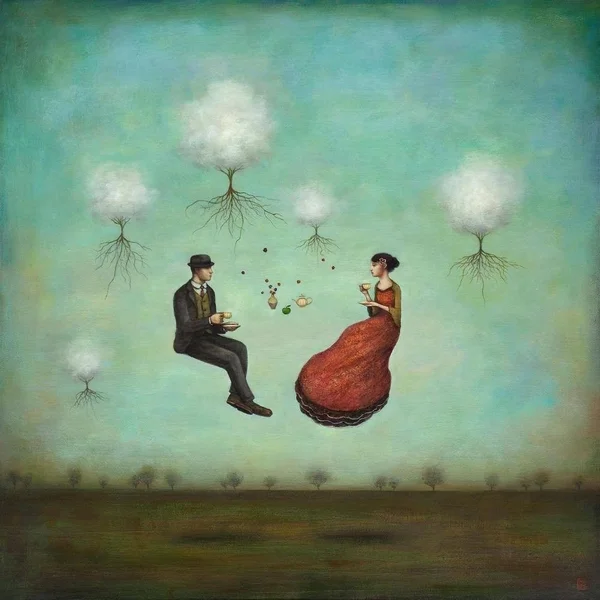 Easy Art Prints Duy Huynh&s &Gravitea for Two& Premium Canvas Art - 40 x 40 - Modern Black Frame