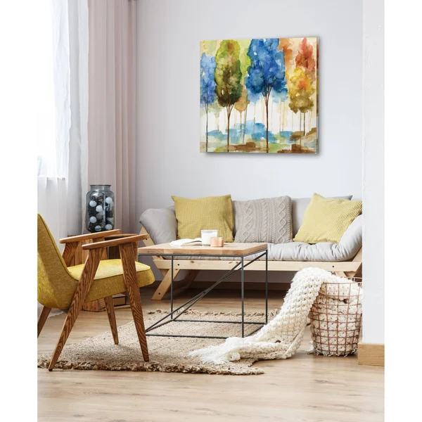Wexford Home Magical Forest II -Gallery Wrapped Canvas - Yellow - Blue, Green, Red, Black, White 24x24, Size: 24 x 24