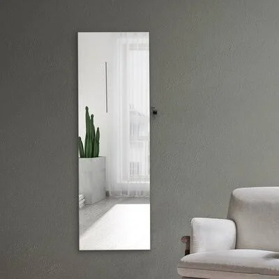 Fashion Simple Jewelry Storage Mirror Cabinet with LED Lights Can Be Hung on The Door or Wall Ebern Designs Color: Brown