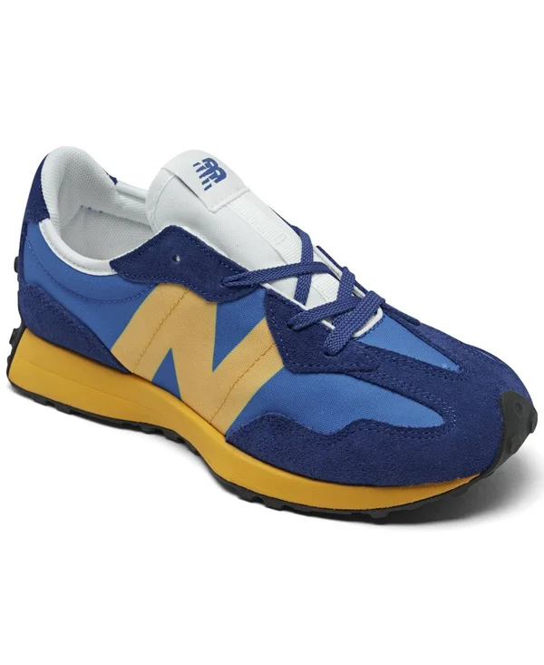 New Balance Boys& Big Kids& 327 Casual Shoes in Blue Size 7.0, Suede