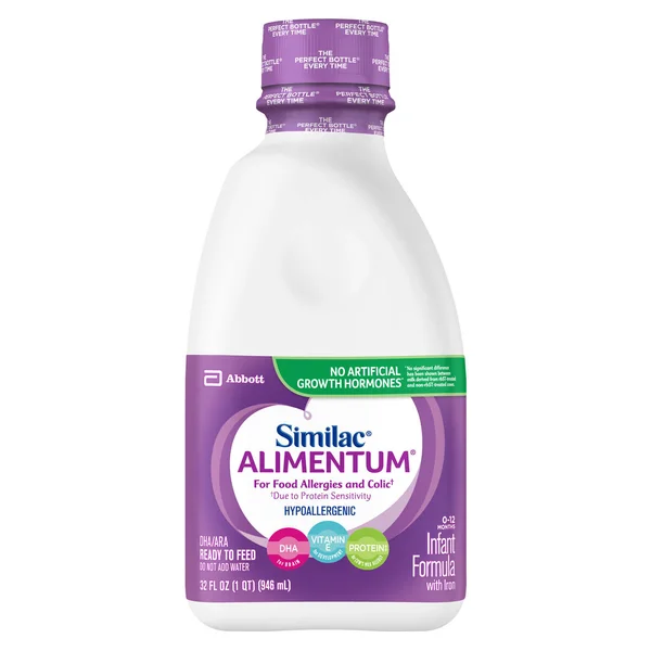 Similac Alimentum Hypoallergenic Formula with Iron, DHA/ARA, Ready to Feed, 1-Quart (Pack of 6)