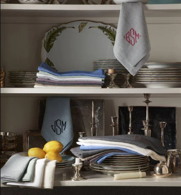 Chamant Table Linens by Matouk 70 x 126 Oblong Tablecloth - Sky