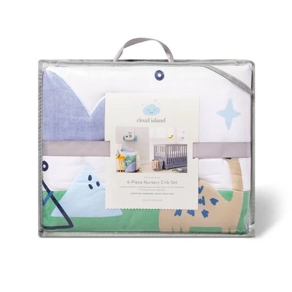 Cloud Island Crib Bedding Set Dino Boy 4pc in Blue/Green