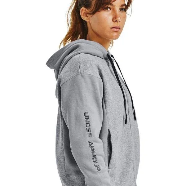 Under Armour Women's Rival Fleece Embroidered Full Zip Hoodie - Medium, Gray