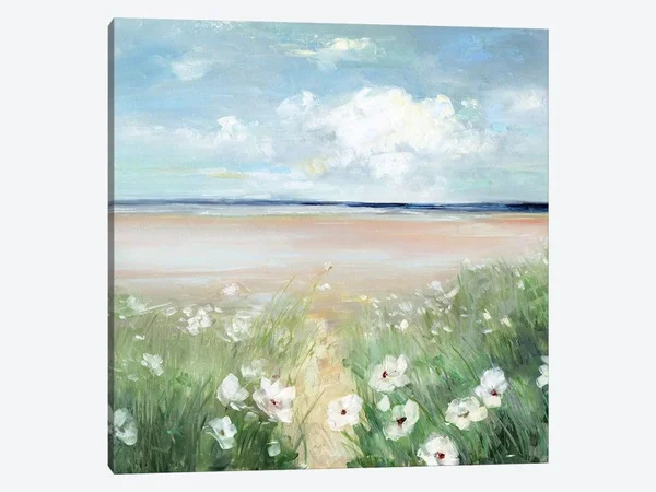 Ocean Wildflowers by Sally Swatland - Painting Print iCanvas Format: Wrapped Canvas, Matte Color: No Matte, Size: 26x22 H x 26x2
