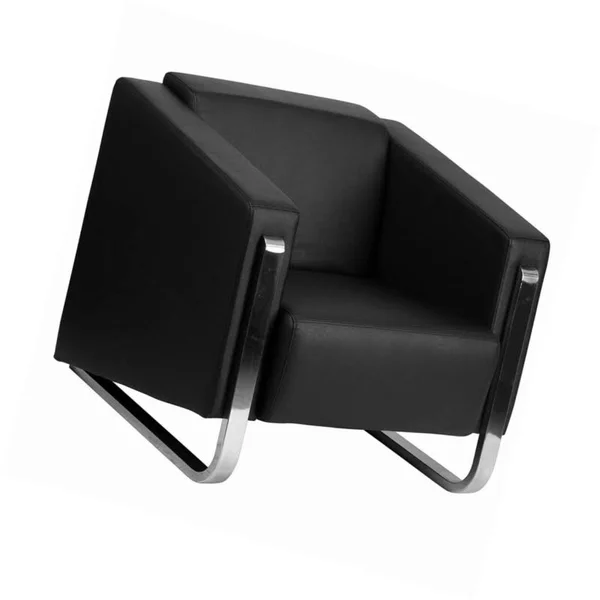 Flash Furniture Hercules GALLANT Series Contemporary Black Leather Chair with Stainless Steel Frame