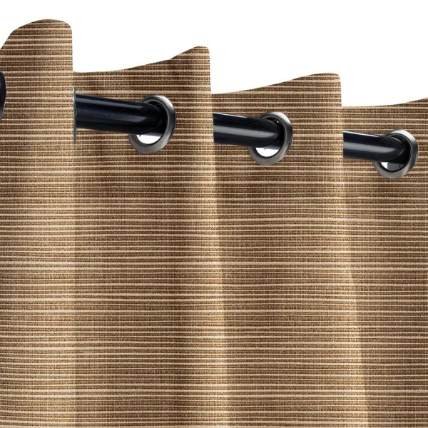 Sunbrella Dupione Walnut Outdoor Curtain with Nickel Grommets 50 in. x 120 in.