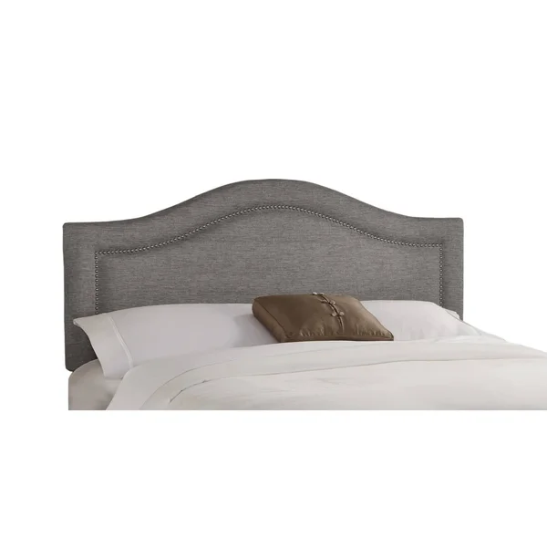 Nail Head Trim Upholstered Headboard - Size: California King, Grey