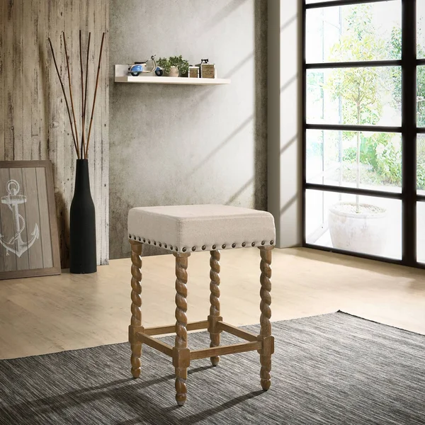 24x22 Cadmus Counter Height Barstool Natural Oak/Beige - Carolina Chair & Table