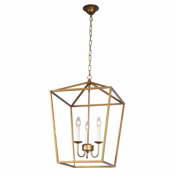 Foyer Lantern Pendant Light Fixture - DST Antique Brass Iron Cage Chandelier Indu 568646