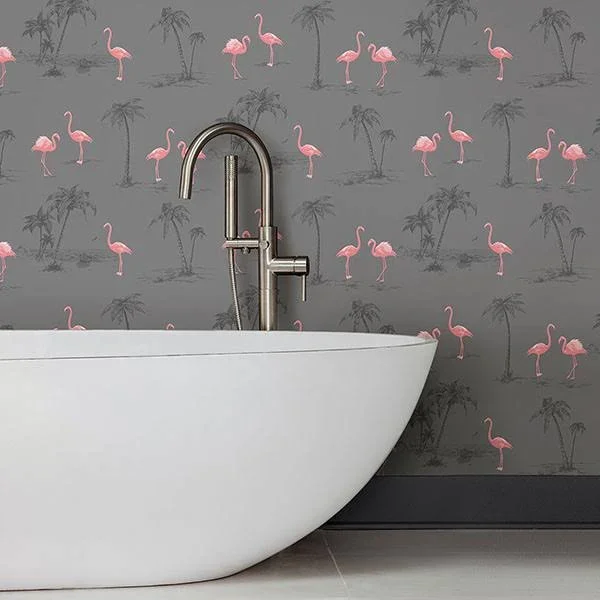 Brewster 2904-41239sw Sanibel Taupe Flamingo Wallpaper